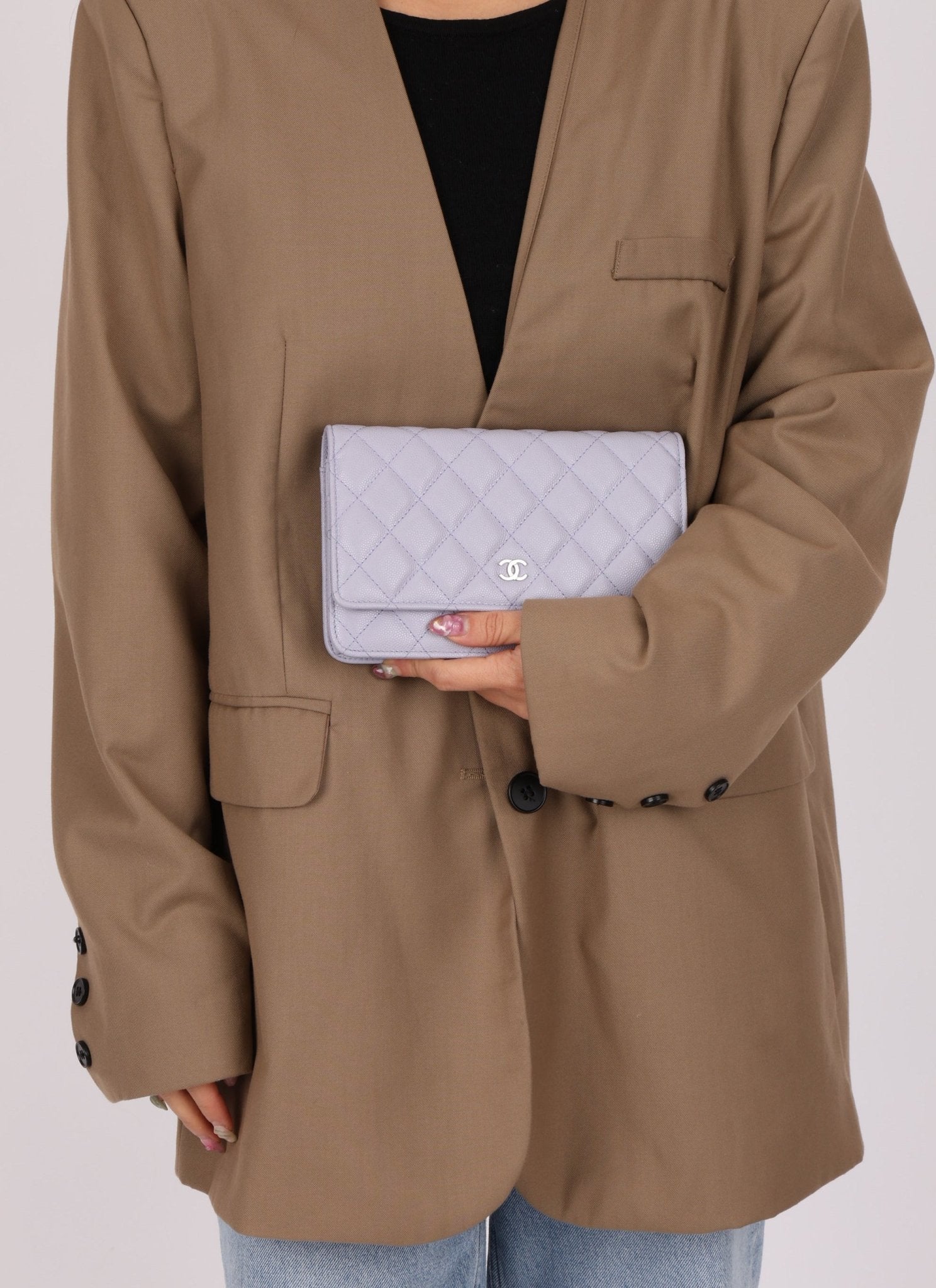 Chanel 21K Lavender Caviar Wallet on Chain - FashioNica