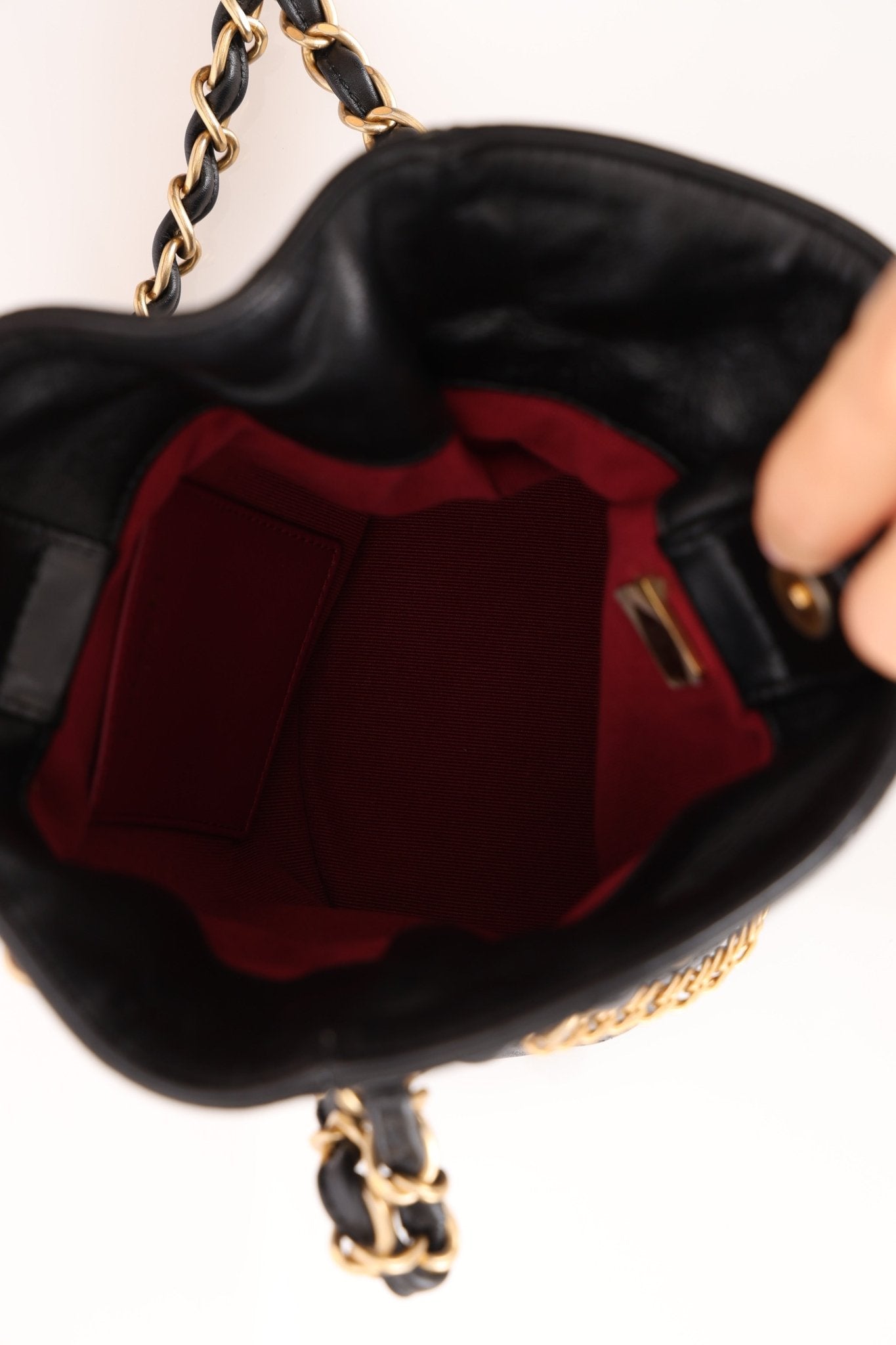 Chanel 23S CC Turnlock Medallion Chain Lambskin Bucket Bag - FashioNica