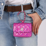 Chanel 24C Iridescent Patent Quilted Carabiner Card Holder - FashioNica