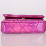 Chanel 24C Iridescent Patent Quilted Carabiner Card Holder - FashioNica