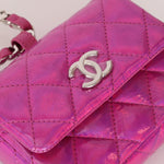 Chanel 24C Iridescent Patent Quilted Carabiner Card Holder - FashioNica