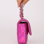 Chanel 24C Iridescent Patent Quilted Carabiner Card Holder - FashioNica
