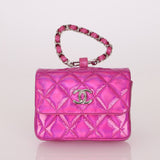 Chanel 24C Iridescent Patent Quilted Carabiner Card Holder - FashioNica