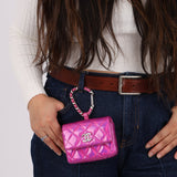 Chanel 24C Iridescent Patent Quilted Carabiner Card Holder - FashioNica