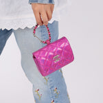 Chanel 24C Iridescent Patent Quilted Carabiner Card Holder - FashioNica