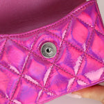 Chanel 24C Iridescent Patent Quilted Carabiner Card Holder - FashioNica