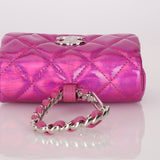 Chanel 24C Iridescent Patent Quilted Carabiner Card Holder - FashioNica