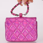 Chanel 24C Iridescent Patent Quilted Carabiner Card Holder - FashioNica