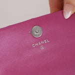 Chanel 24C Iridescent Patent Quilted Carabiner Card Holder - FashioNica