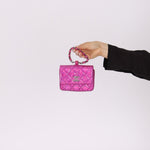 Chanel 24C Iridescent Patent Quilted Carabiner Card Holder - FashioNica
