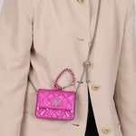 Chanel 24C Iridescent Patent Quilted Carabiner Card Holder - FashioNica
