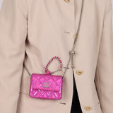 Chanel 24C Iridescent Patent Quilted Carabiner Card Holder - FashioNica