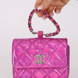 Chanel 24C Iridescent Patent Quilted Carabiner Card Holder - FashioNica
