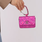 Chanel 24C Iridescent Patent Quilted Carabiner Card Holder - FashioNica