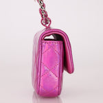 Chanel 24C Iridescent Patent Quilted Carabiner Chain Card Holder - FashioNica