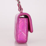 Chanel 24C Iridescent Patent Quilted Carabiner Chain Card Holder - FashioNica