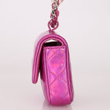 Chanel 24C Iridescent Patent Quilted Carabiner Chain Card Holder - FashioNica