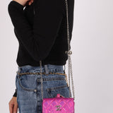 Chanel 24C Iridescent Patent Quilted Carabiner Chain Card Holder - FashioNica