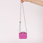 Chanel 24C Iridescent Patent Quilted Carabiner Chain Card Holder - FashioNica