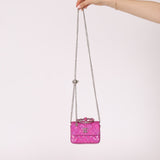 Chanel 24C Iridescent Patent Quilted Carabiner Chain Card Holder - FashioNica