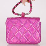 Chanel 24C Iridescent Patent Quilted Carabiner Chain Card Holder - FashioNica