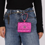 Chanel 24C Iridescent Patent Quilted Carabiner Chain Card Holder - FashioNica