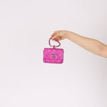 Chanel 24C Iridescent Patent Quilted Carabiner Chain Card Holder - FashioNica