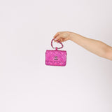 Chanel 24C Iridescent Patent Quilted Carabiner Chain Card Holder - FashioNica