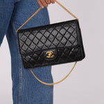 Chanel 24K GP Lambskin Chain Turnlock Single Flap - FashioNica