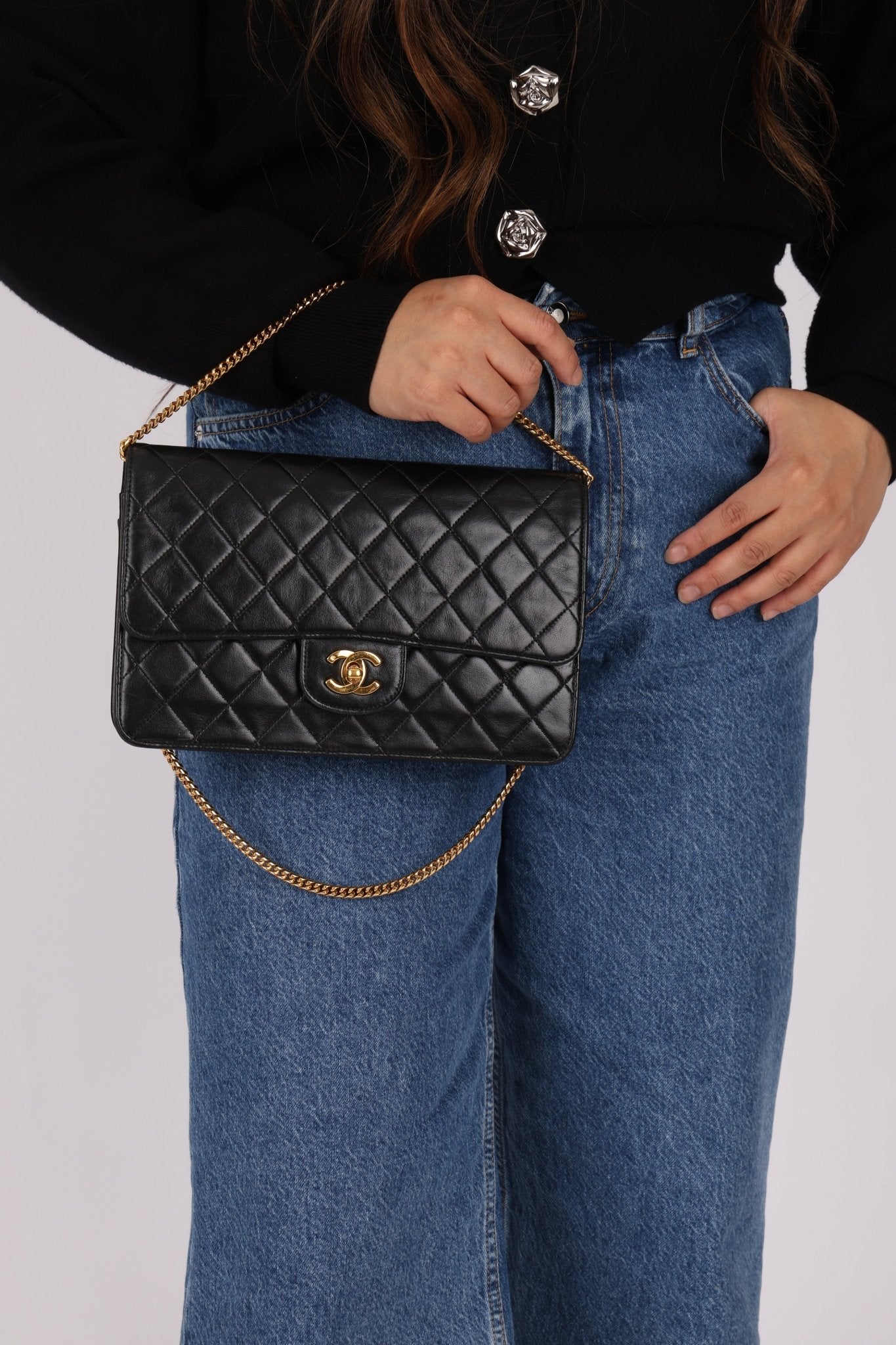 Chanel 24K GP Lambskin Chain Turnlock Single Flap - FashioNica