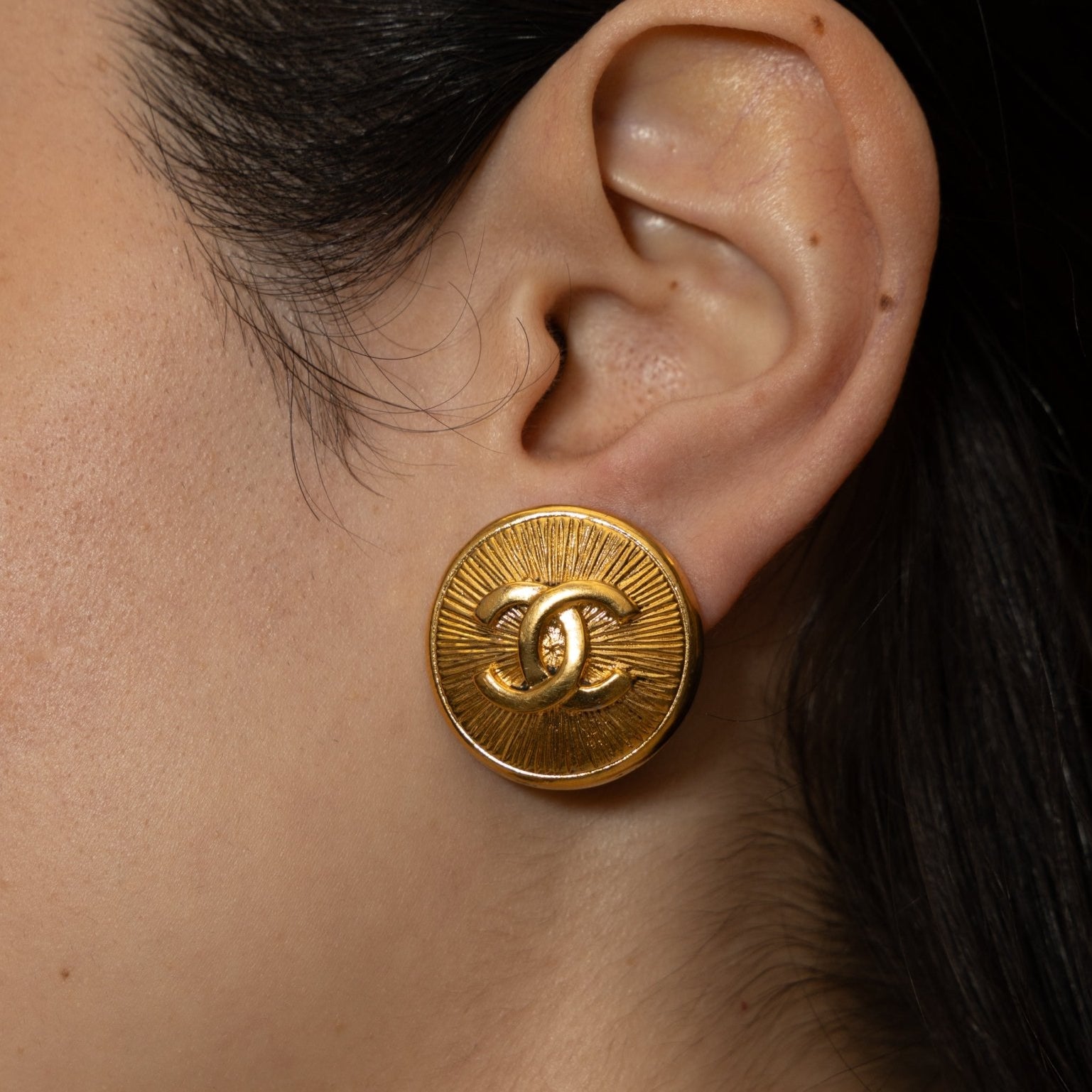 Chanel 70s - 80s Medallion Clip - On Earrings 24K GP - FashioNica