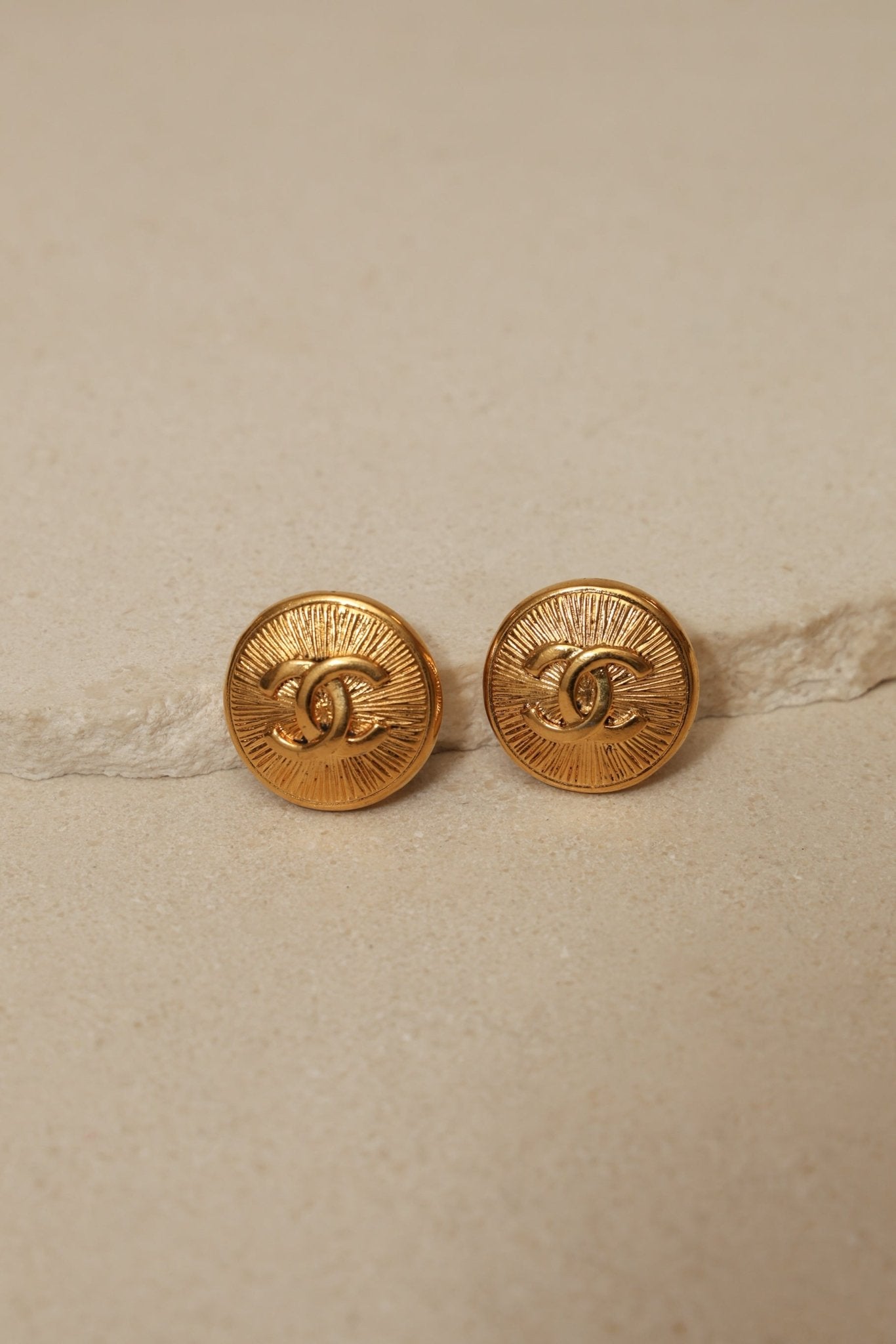 Chanel 70s - 80s Medallion Clip - On Earrings 24K GP - FashioNica