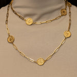 Chanel 70s - 80s Milgrain Coins Long Necklace 24K GP - FashioNica