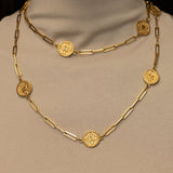 Chanel 70s - 80s Milgrain Coins Long Necklace 24K GP - FashioNica