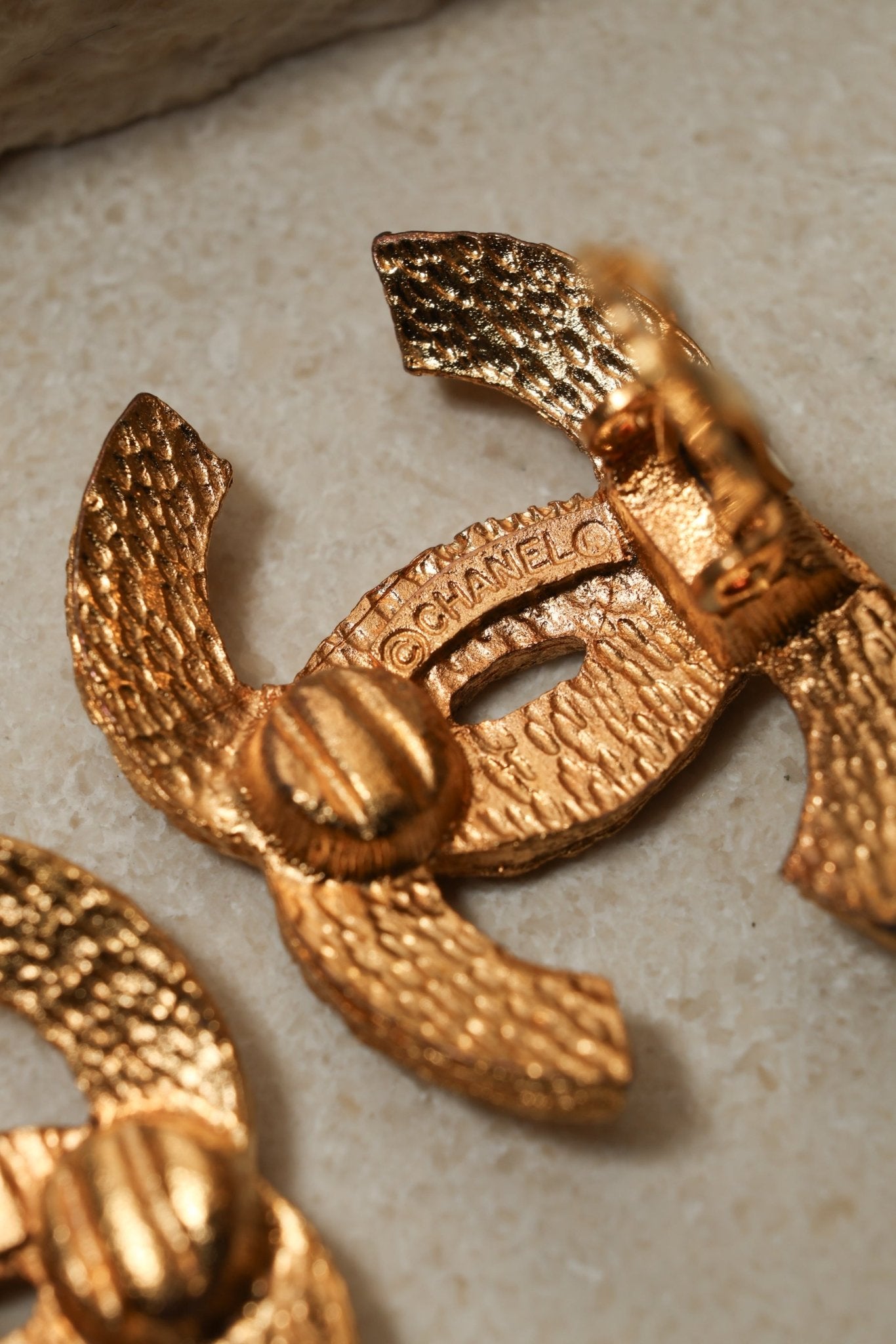Chanel 70s - 80s Woven Motif CC Clip - On Earrings 24K GP - FashioNica