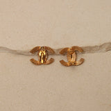 Chanel 70s - 80s Woven Motif CC Clip - On Earrings 24K GP - FashioNica