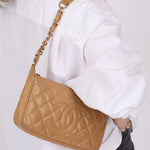 Chanel Beige Caviar Timeless Pochette - FashioNica