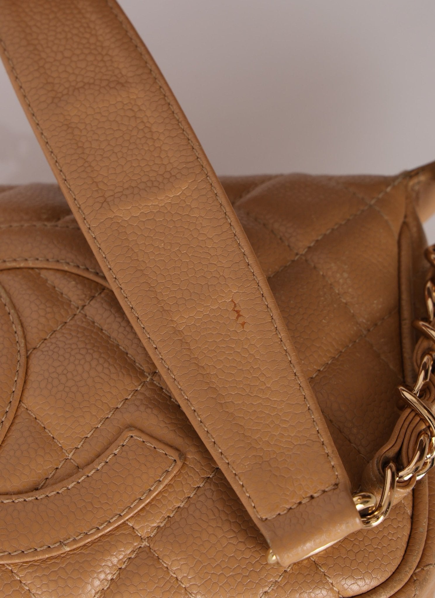 Chanel Beige Caviar Timeless Pochette - FashioNica