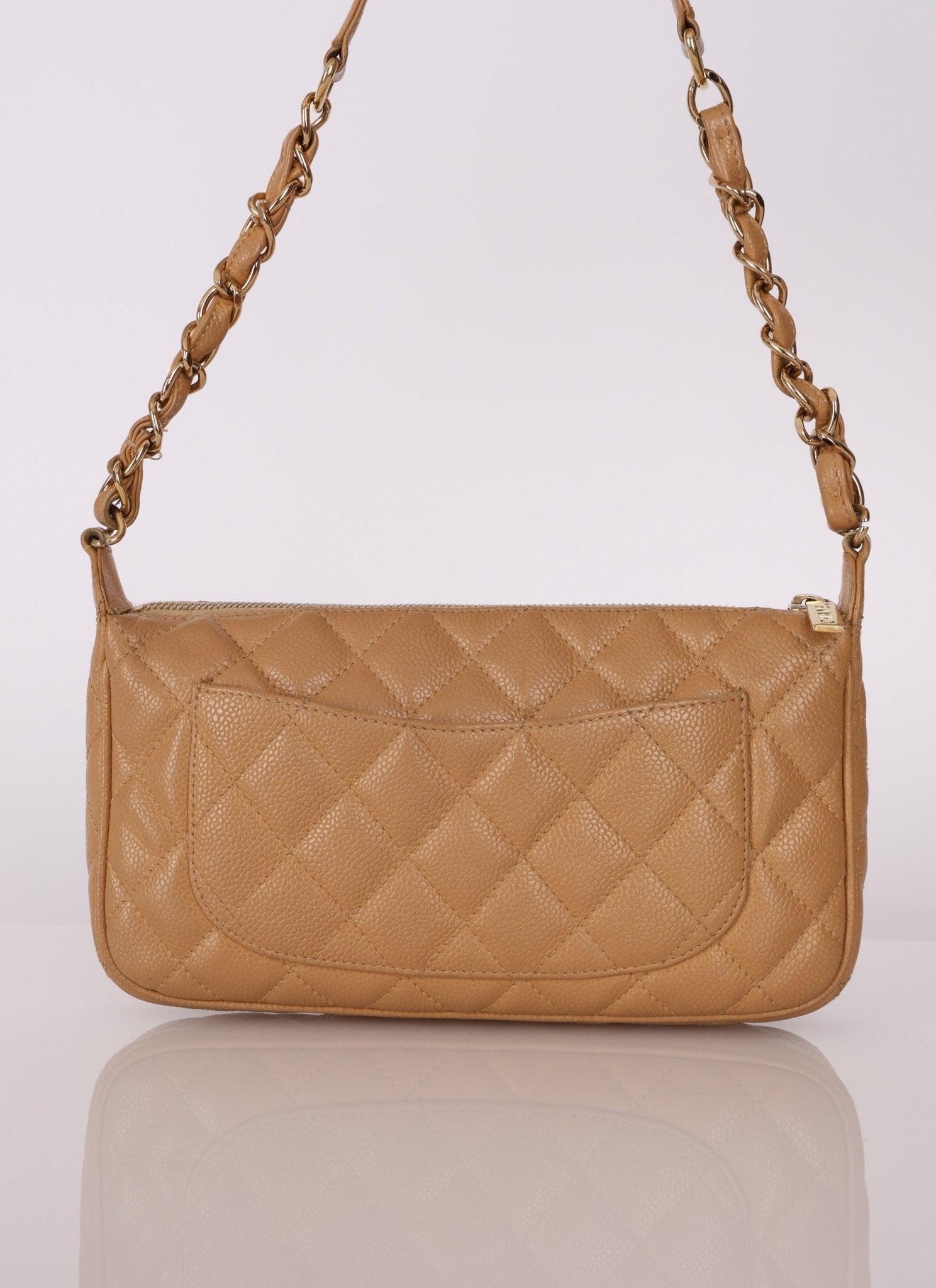 Chanel Beige Caviar Timeless Pochette - FashioNica