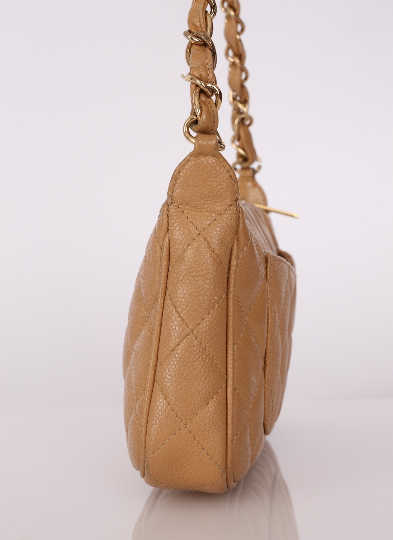 Chanel Beige Caviar Timeless Pochette - FashioNica