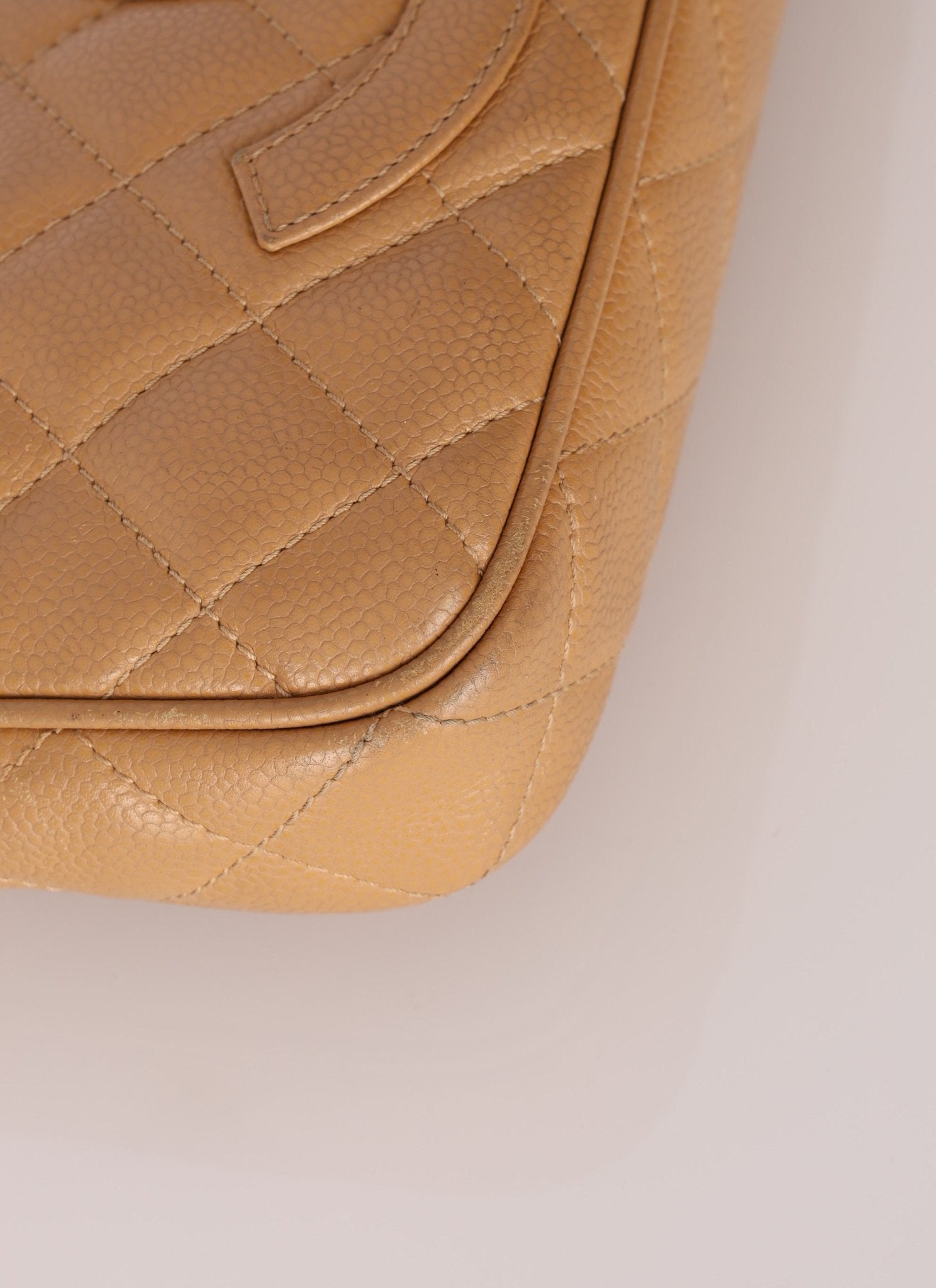 Chanel Beige Caviar Timeless Pochette - FashioNica