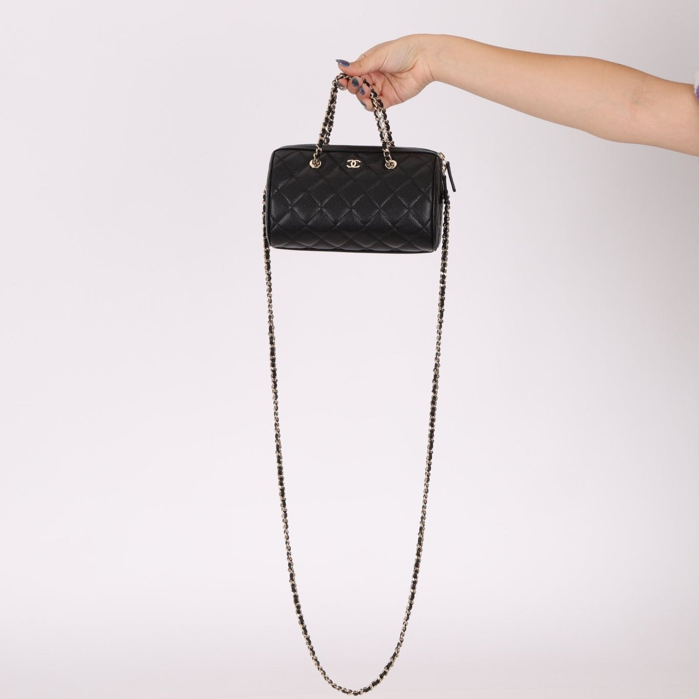 Chanel Black Caviar Timeless Classic Line Barrel Bag - FashioNica