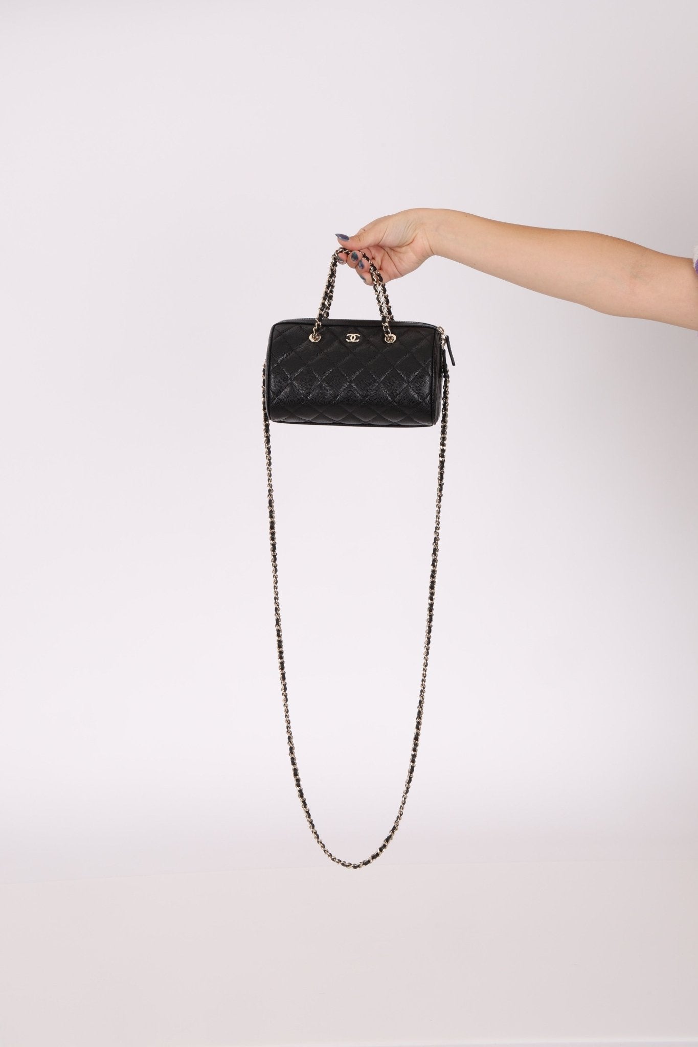 Chanel Black Caviar Timeless Classic Line Barrel Bag - FashioNica