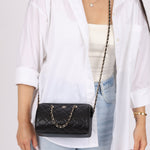 Chanel Black Caviar Timeless Classic Line Barrel Bag - FashioNica