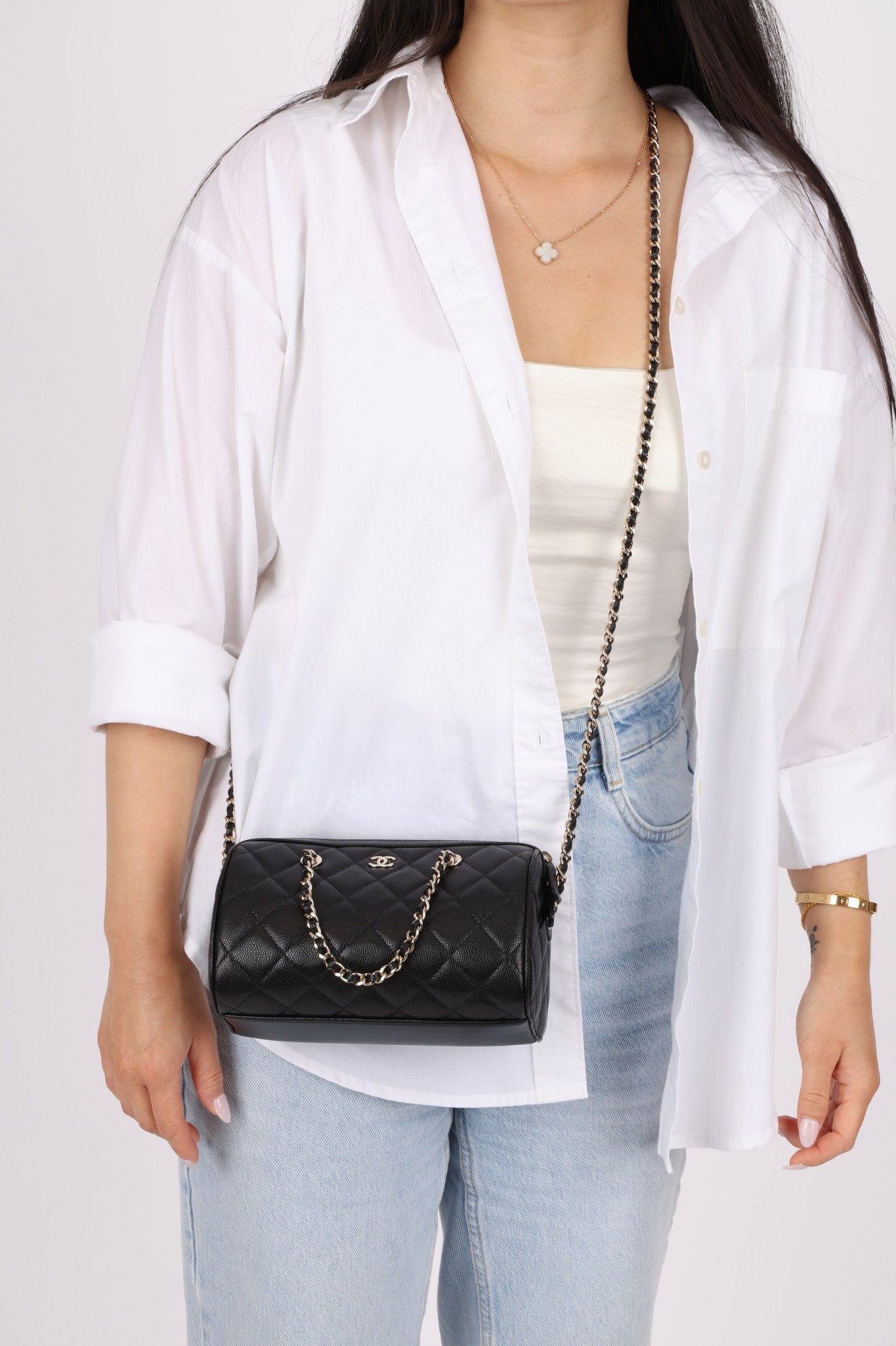 Chanel Black Caviar Timeless Classic Line Barrel Bag - FashioNica