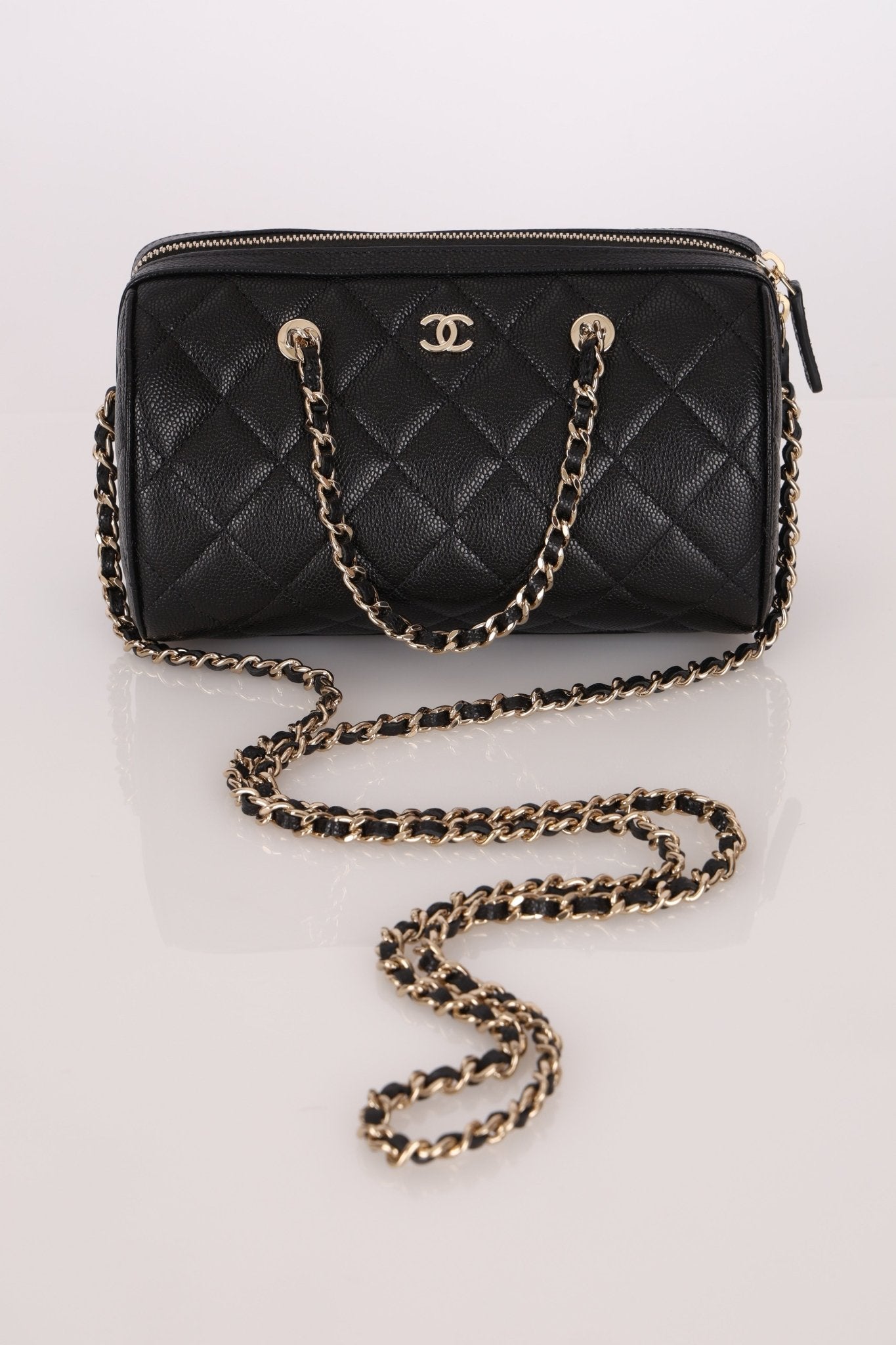 Chanel Black Caviar Timeless Classic Line Barrel Bag - FashioNica