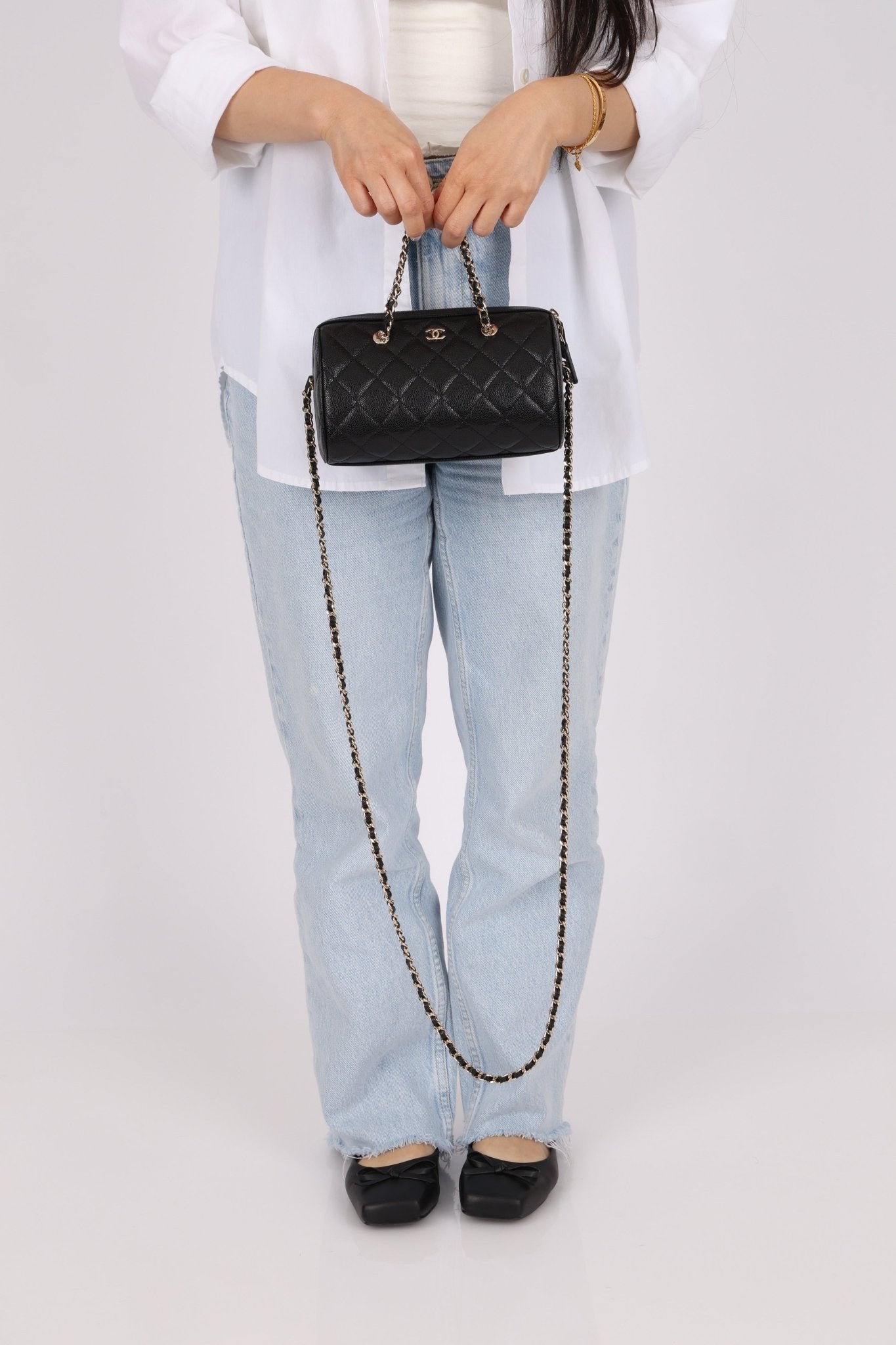 Chanel Black Caviar Timeless Classic Line Barrel Bag - FashioNica