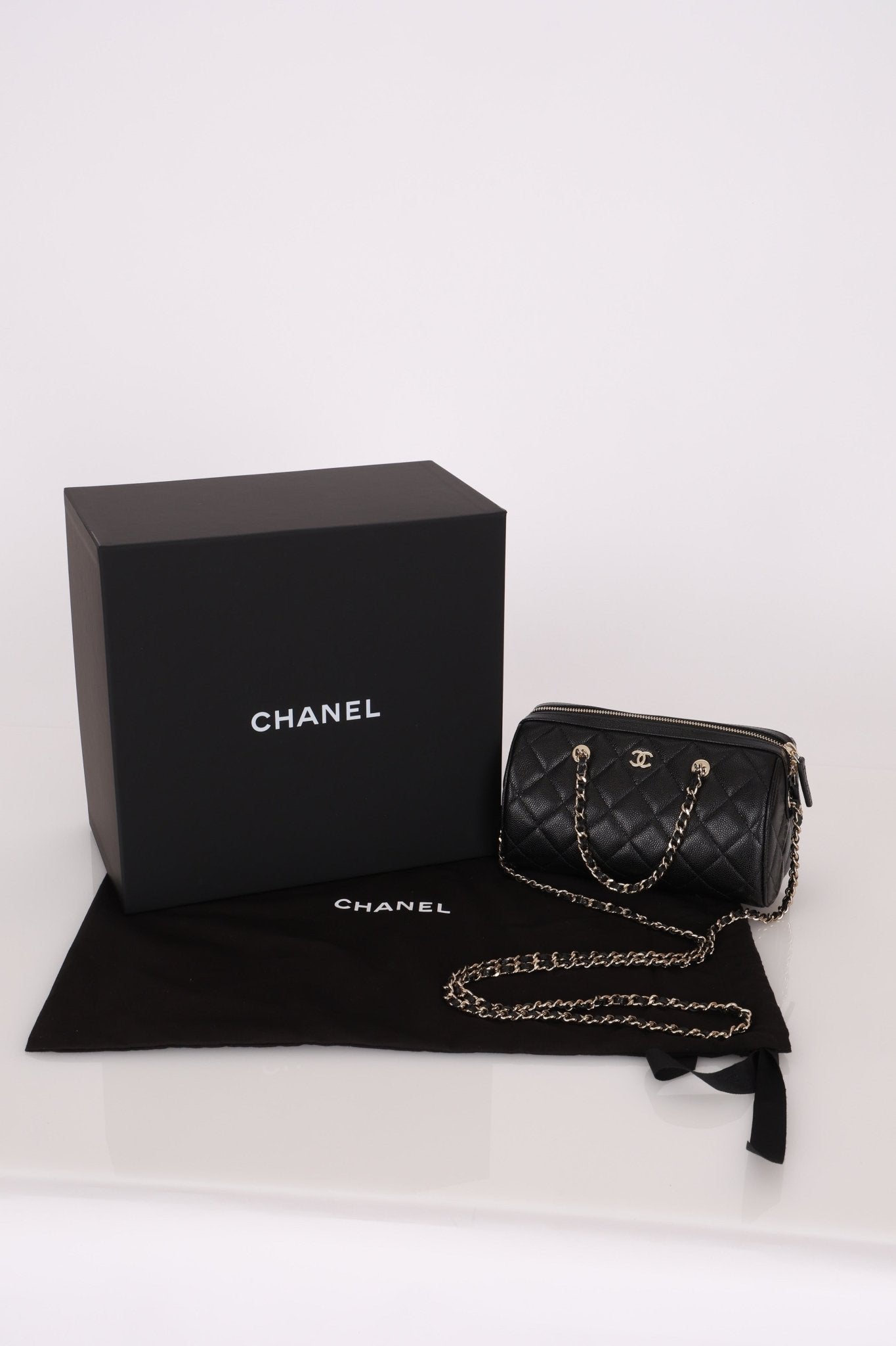 Chanel Black Caviar Timeless Classic Line Barrel Bag - FashioNica