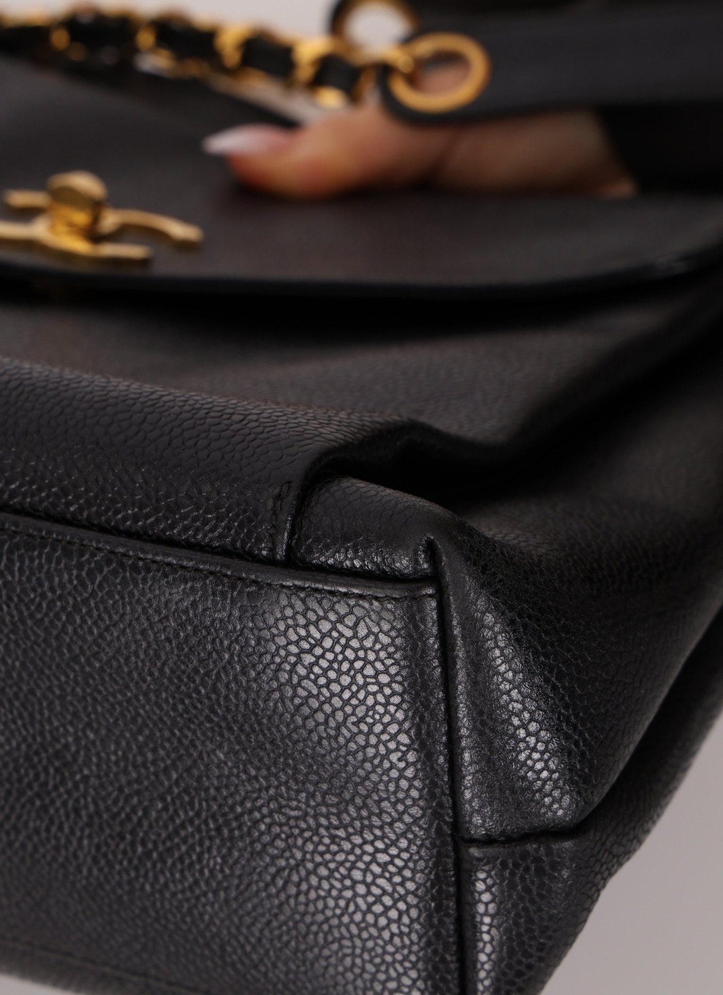 Chanel Caviar 24K GP Pocket Turnlock Tote - FashioNica