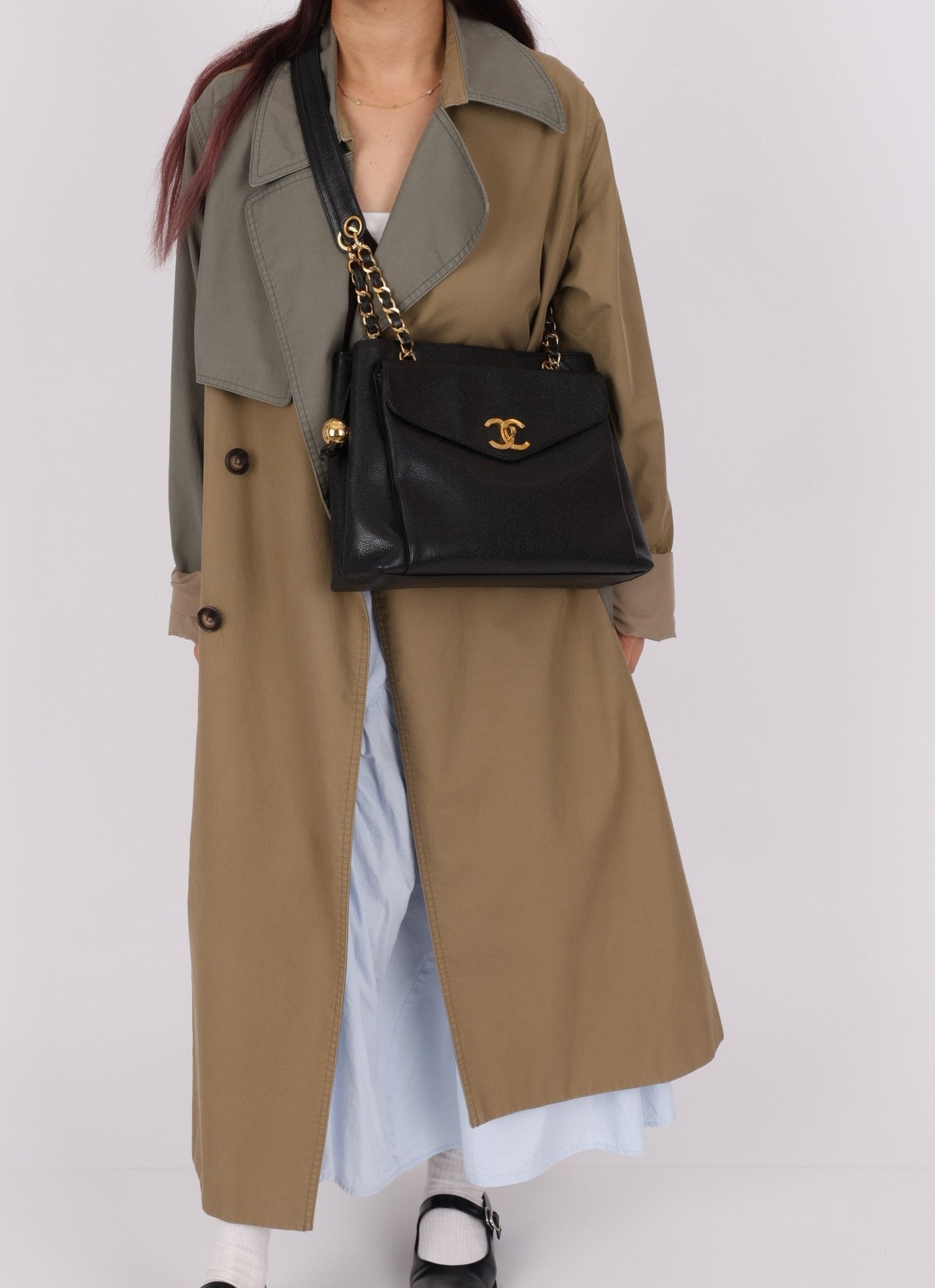 Chanel Caviar 24K GP Pocket Turnlock Tote - FashioNica